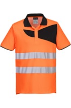 Portwest PW212 Short Sleeve Hi-Vis Cotton Comfort Polo Shirt Orange/Black