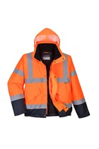 Portwest S266 Hi-Vis Contrast Winter Bomber Jacket Orange/Navy