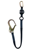 Safehold 1.8mtr Elasticated Shock Absorbing Lanyard with Double Lock Karabiner & Scaffold Hook