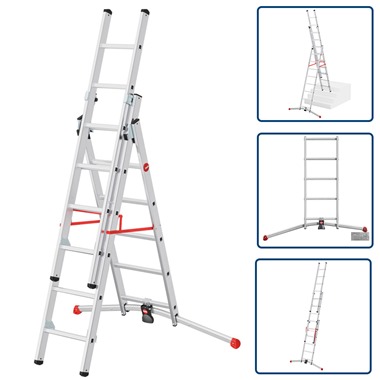 Hailo Combination Ladders with Adjustable Pedal