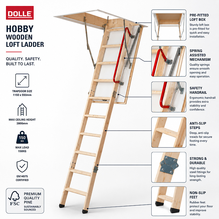 Dolle Hobby (1150 x 550) Wooden Loft Ladder