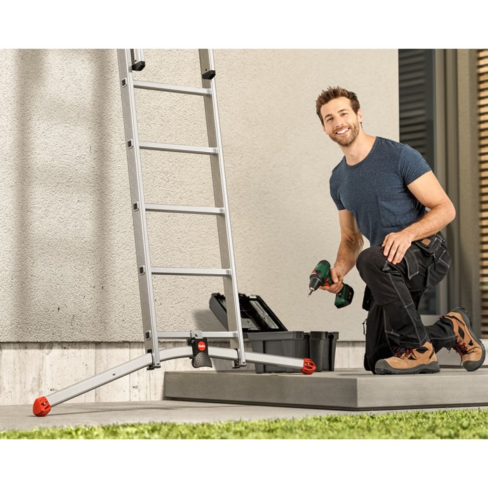 Hailo Combination Ladders with Adjustable Pedal