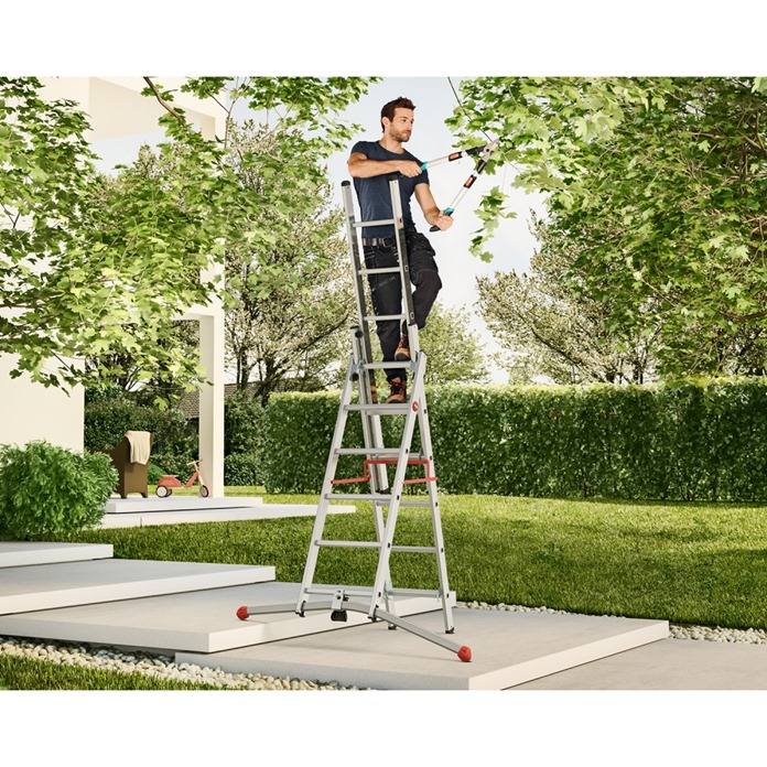 Hailo Combination Ladders with Adjustable Pedal