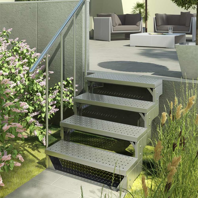 Outdoor Gardentop Staircase with Handrail